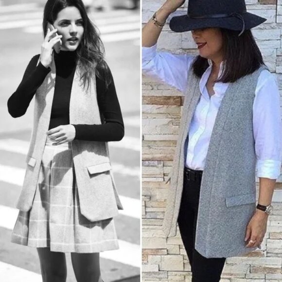 Anthropologie Elevenses Easton Wool Blend Tunic Vest in Gray Size XS EUC - Picture 2 of 12